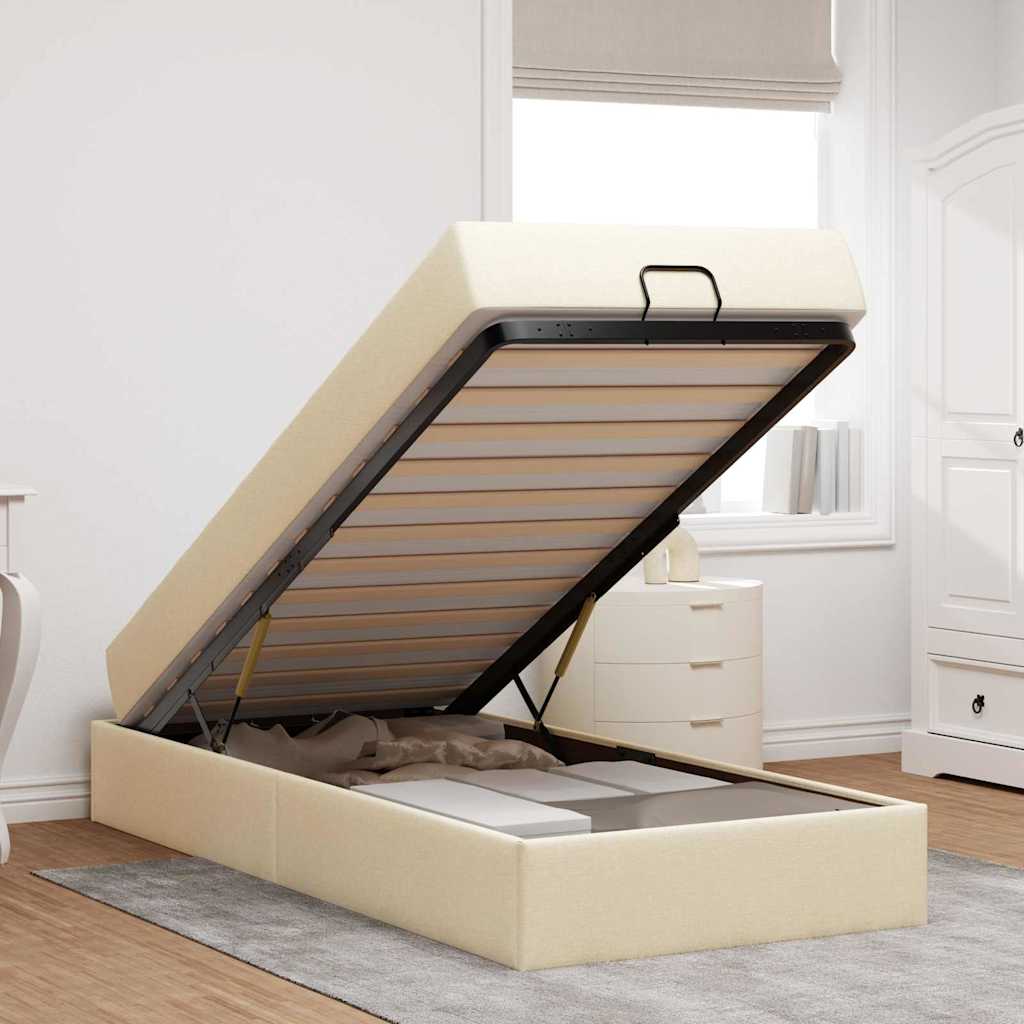Bedframe met matras Crème 80 x 200 cm Stof