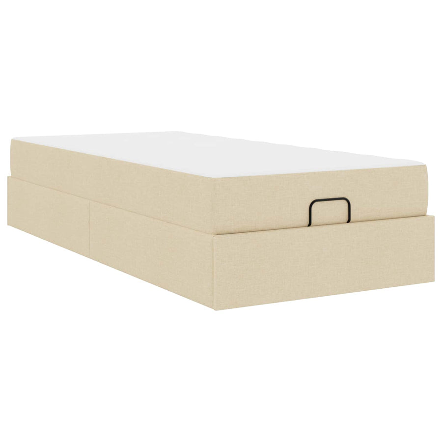 Bedframe met matras 2 pcs Crème Stof