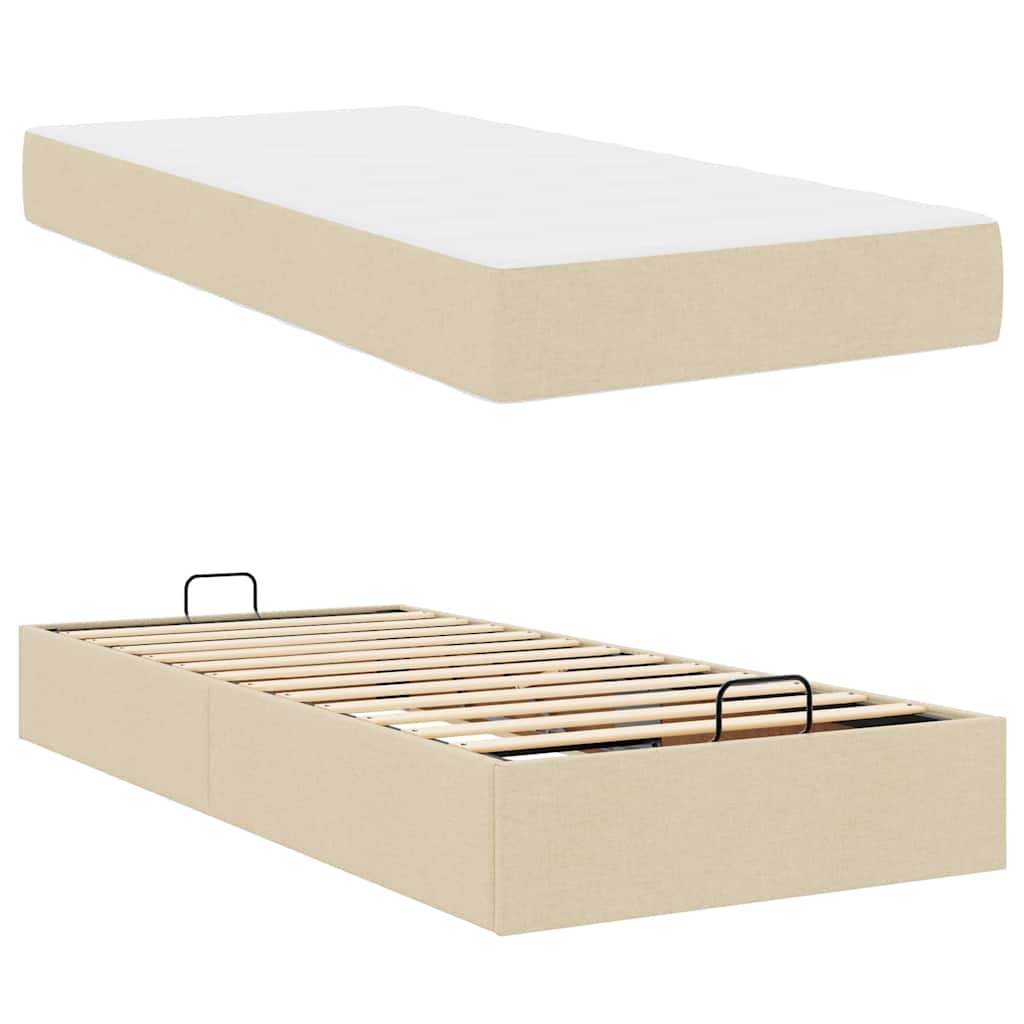 Bedframe met matras Crème 80 x 200 cm Stof