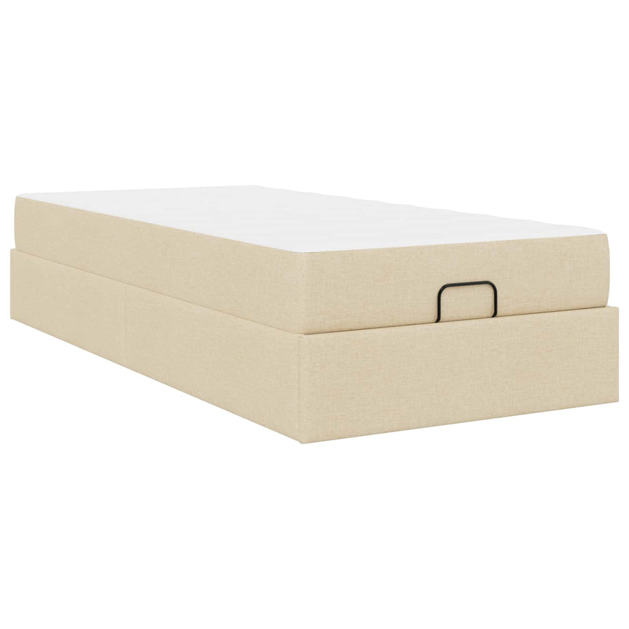 Bedframe met matras 2 pcs Crème Stof