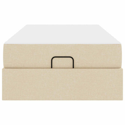 Bedframe met matras 2 pcs Crème Stof