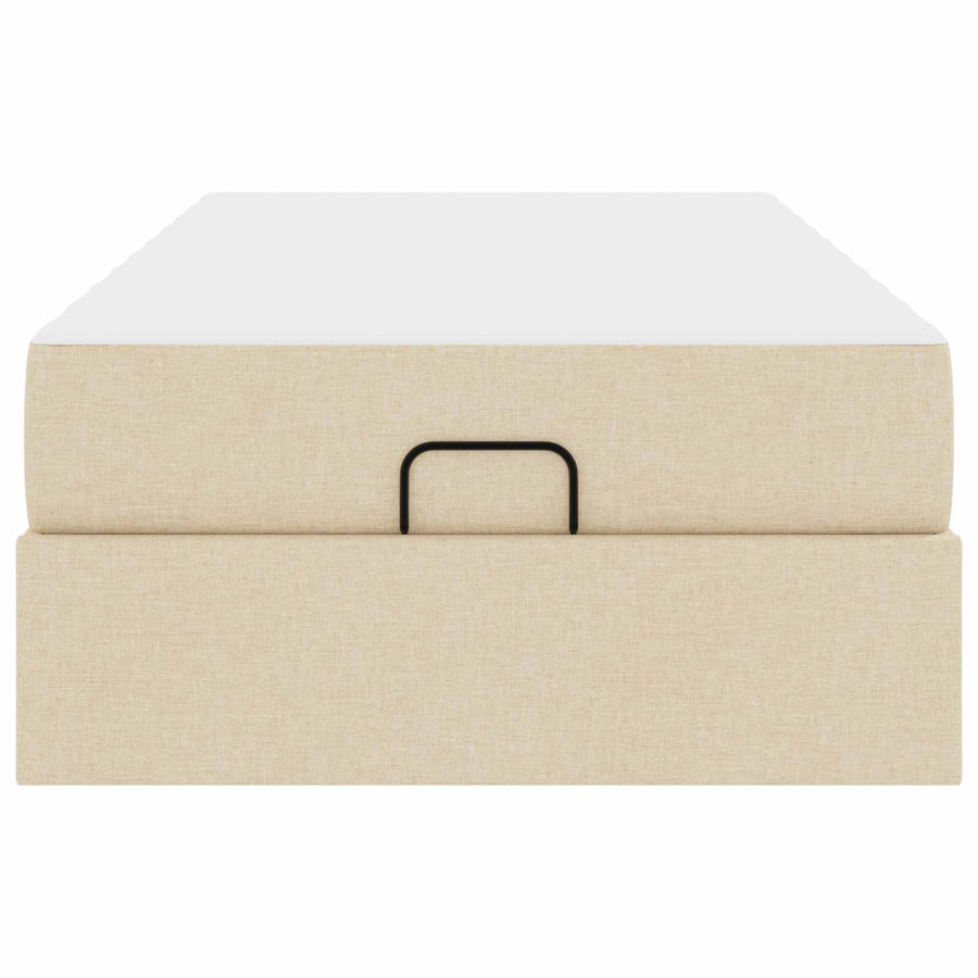 Bedframe met matras 2 pcs Crème Stof