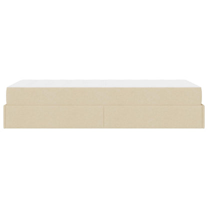 Bedframe met matras 2 pcs Crème Stof