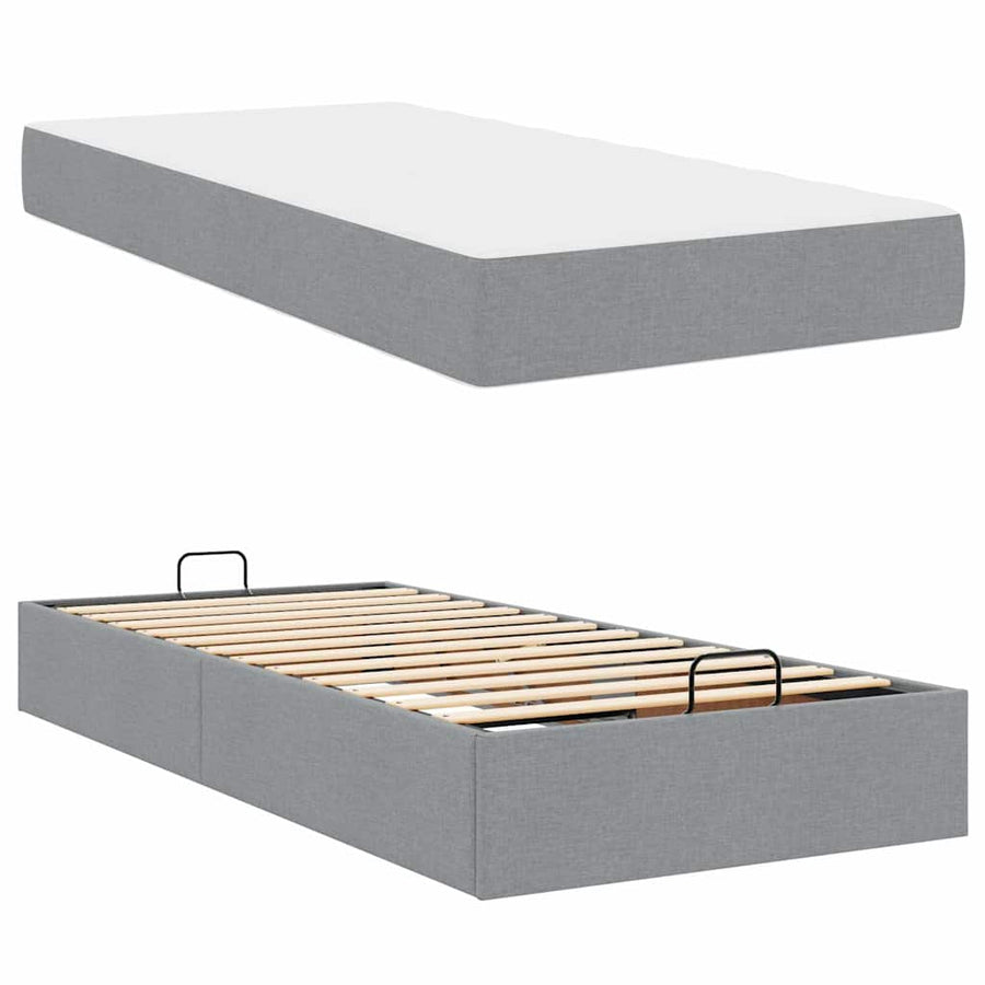 Bedframe Lichtgrijs 90 x 190 cm Stof