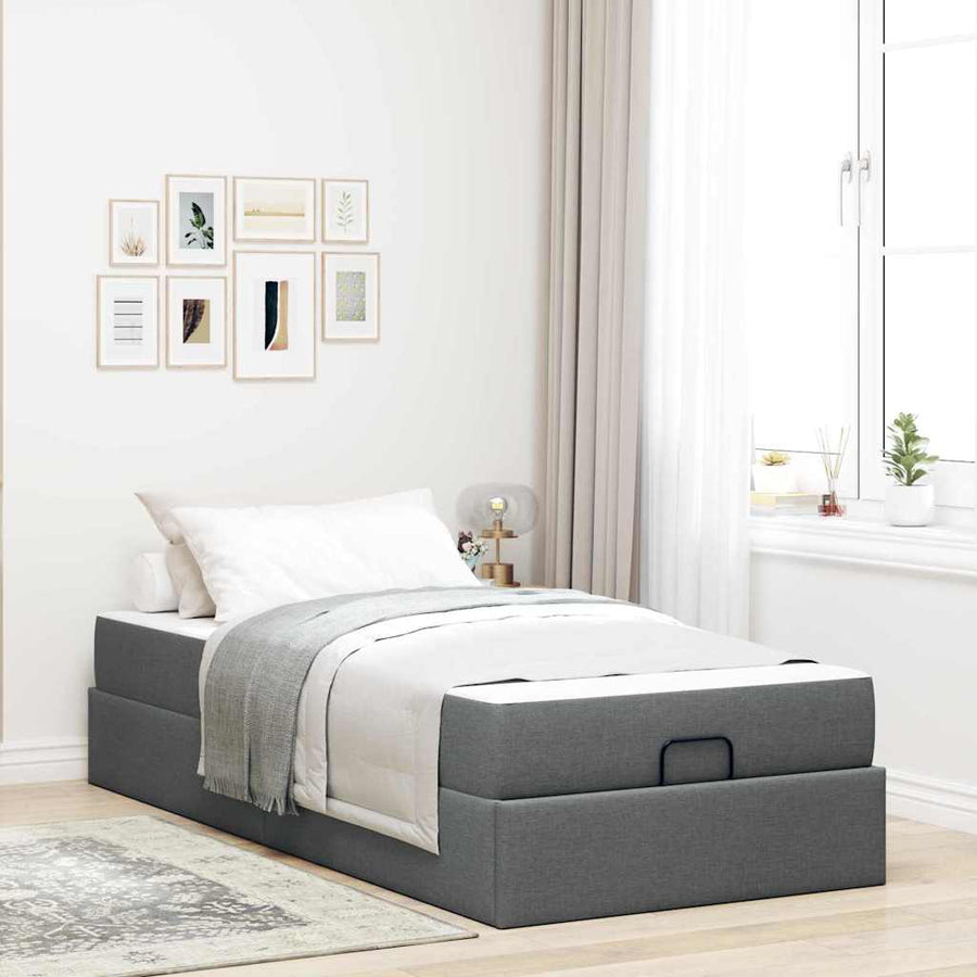 Bedframe Donkergrijs 90 x 190 cm Stof