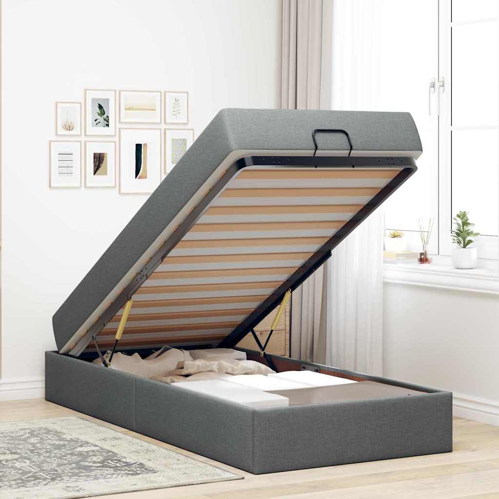 Bedframe Donkergrijs 90 x 190 cm Stof
