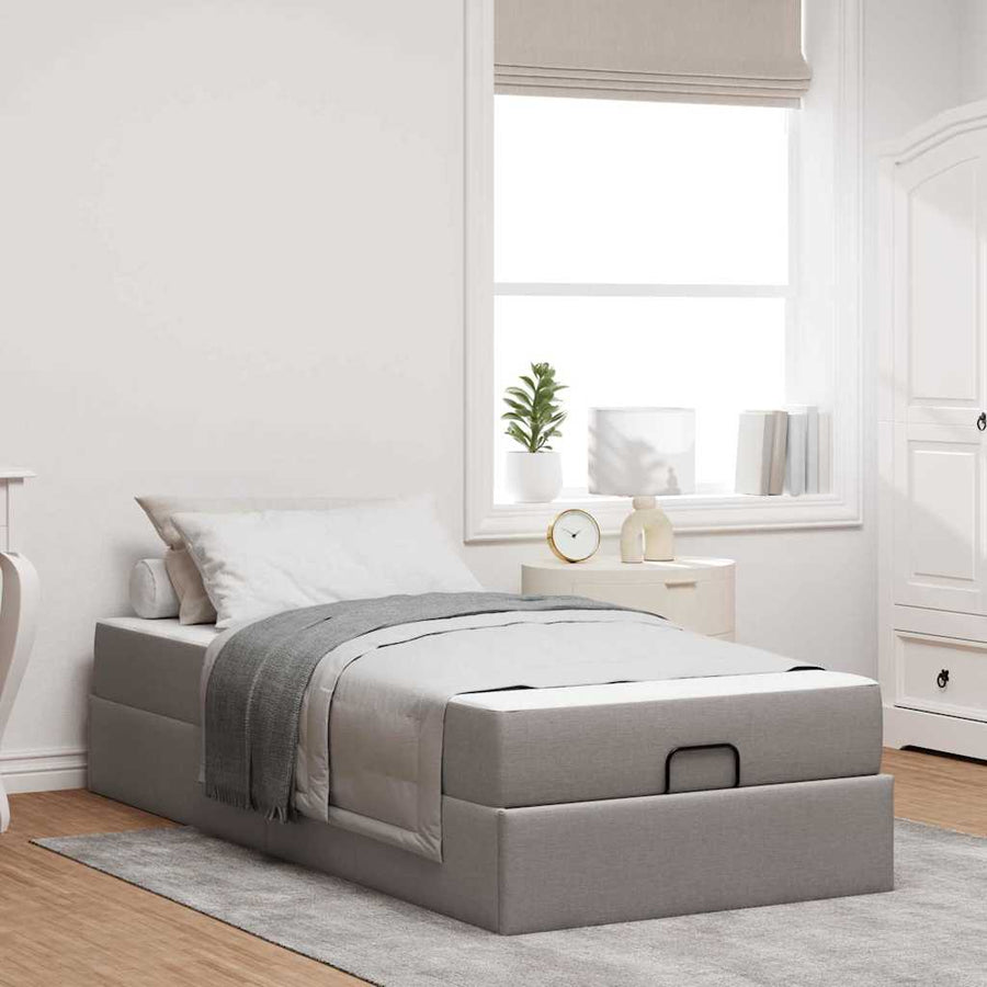Bedframe met matras Taupe 90 x 190 cm Stof