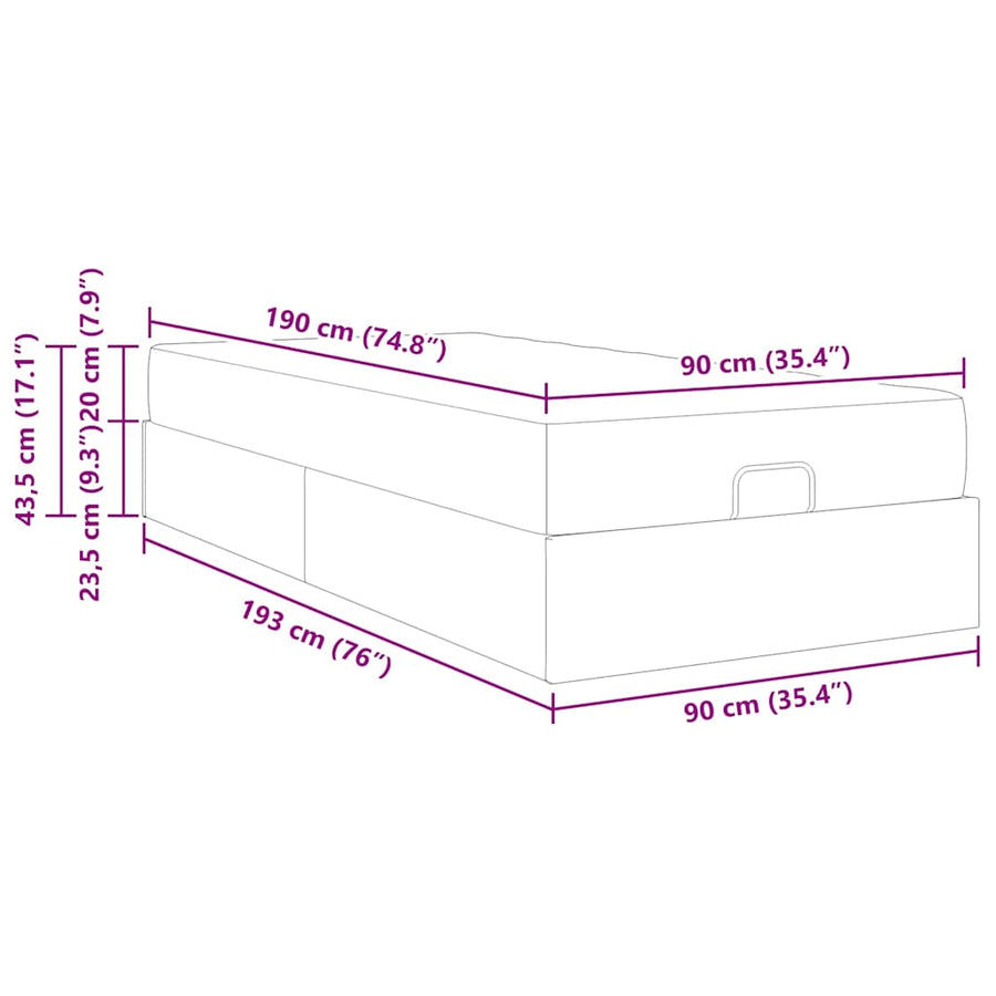 Bedframe met matras Taupe 90 x 190 cm Stof