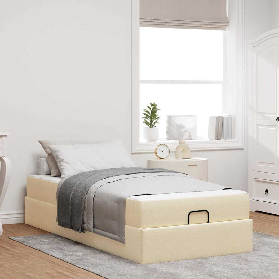 Bedframe met matras Crème 90 x 190 cm Stof