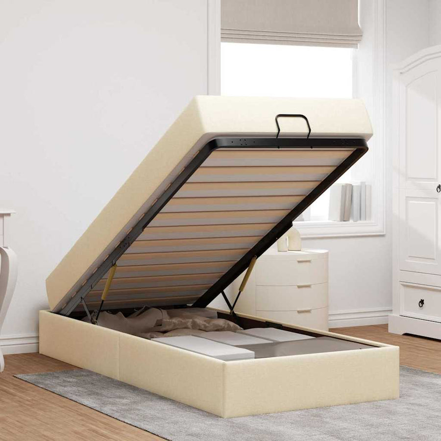Bedframe Crème 90 x 200 cm Stof