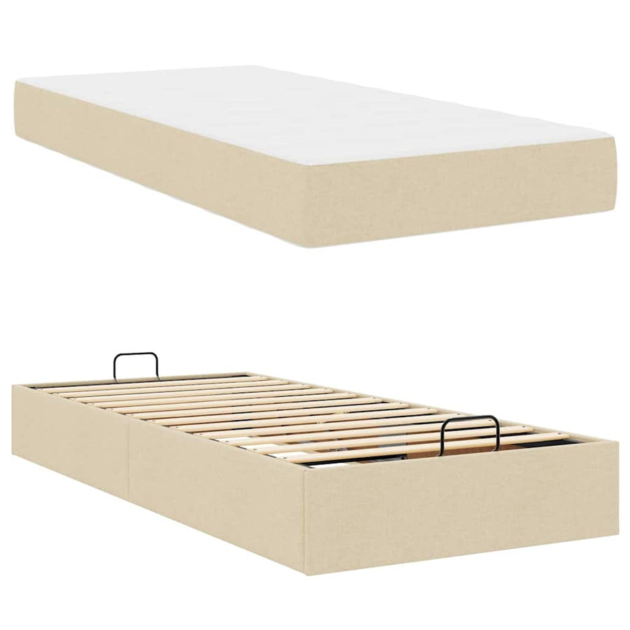 Bedframe Crème 90 x 200 cm Stof