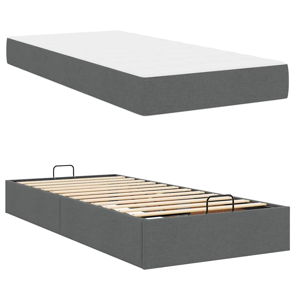 Bedframe Donkergrijs 100 x 200 cm Stof