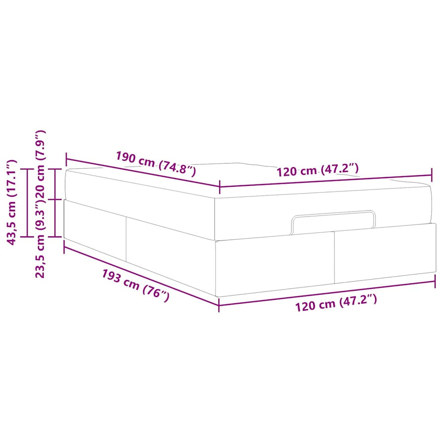 Bedframe Lichtgrijs 120 x 190 cm Stof