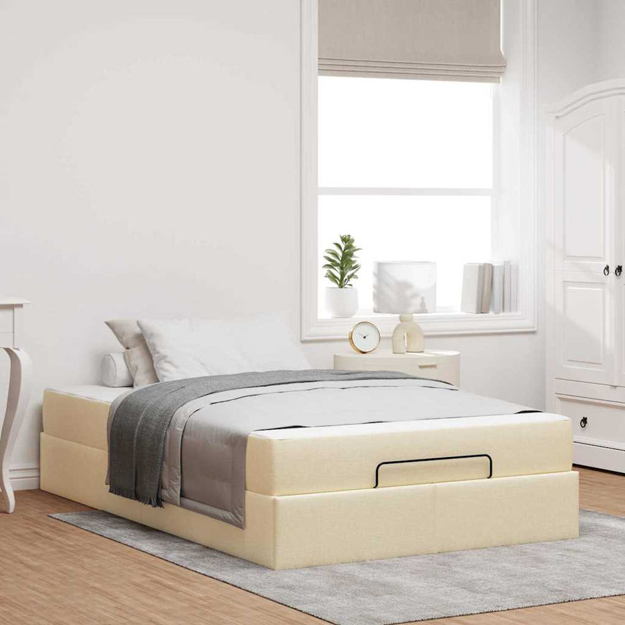 Bedframe met matras Crème 120 x 190 cm Stof