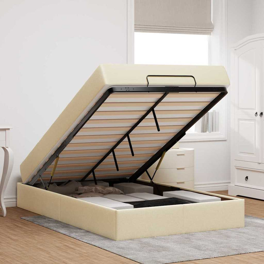 Bedframe met matras Crème 120 x 190 cm Stof