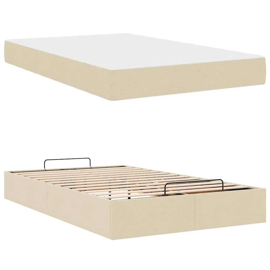 Bedframe met matras Crème 120 x 190 cm Stof