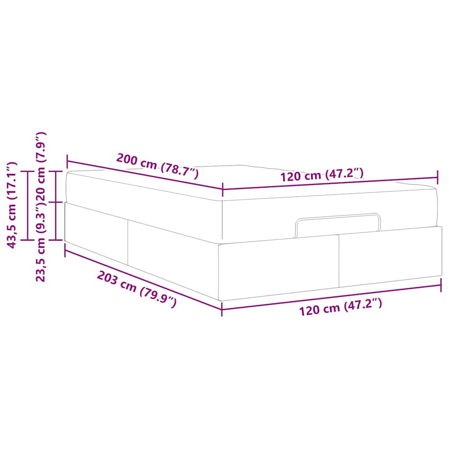 Bedframe Lichtgrijs 120 x 200 cm Stof