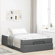 Bedframe 120x200 cm donkergrijs stof met opbergruimte