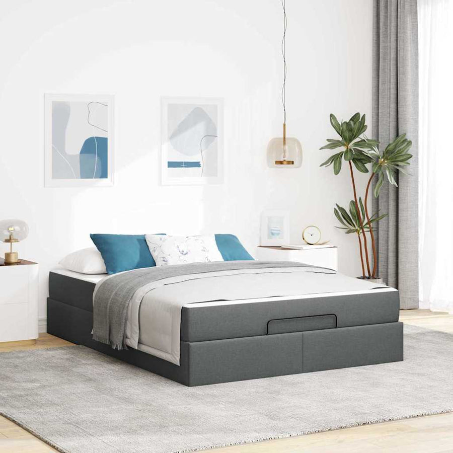 Bedframe Donkergrijs 140 x 190 cm Stof