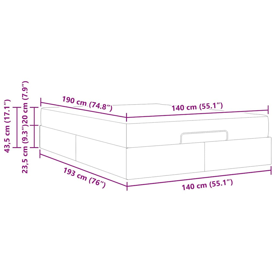 Bedframe Zwart 140 x 190 cm Stof