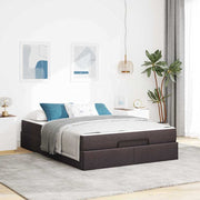 Opbergbedframe 140x190 cm donkerbruin stof