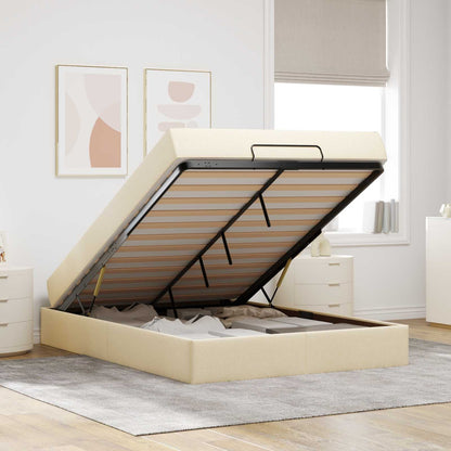 Bedframe met matras met matras 2 pcs Crème Stof