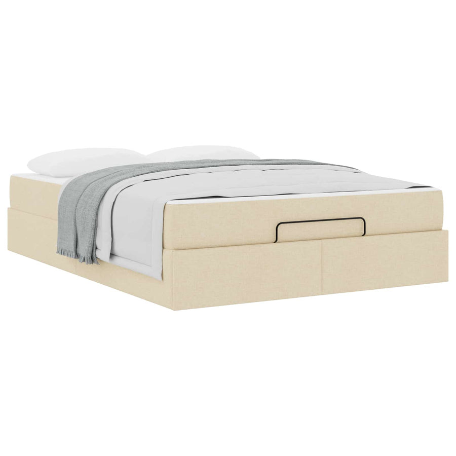 Bedframe met matras met matras 2 pcs Crème Stof