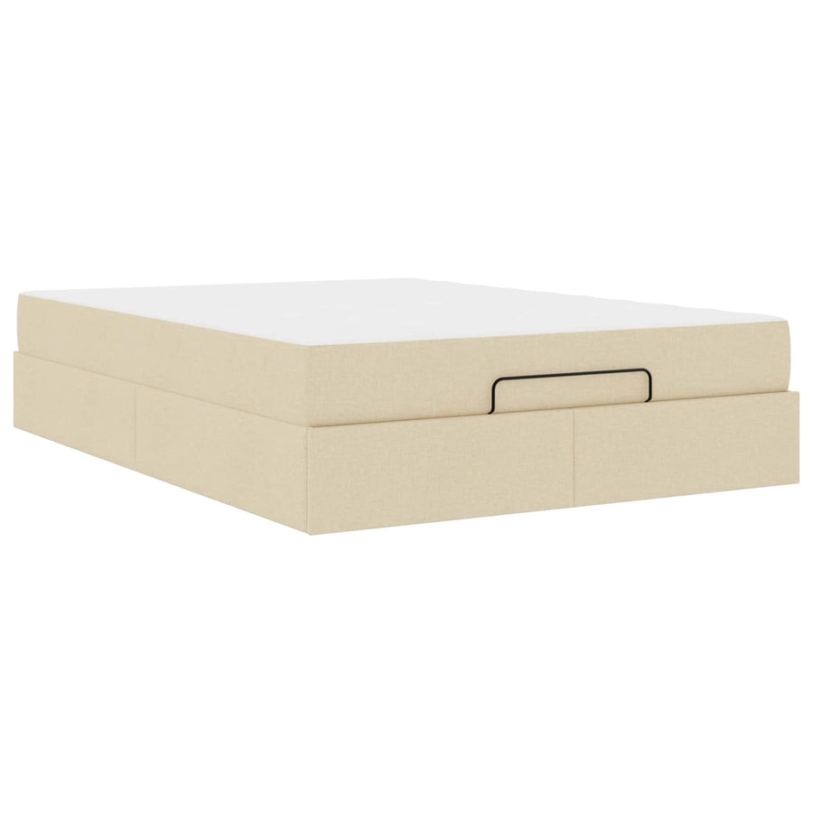 Bedframe met matras met matras 2 pcs Crème Stof