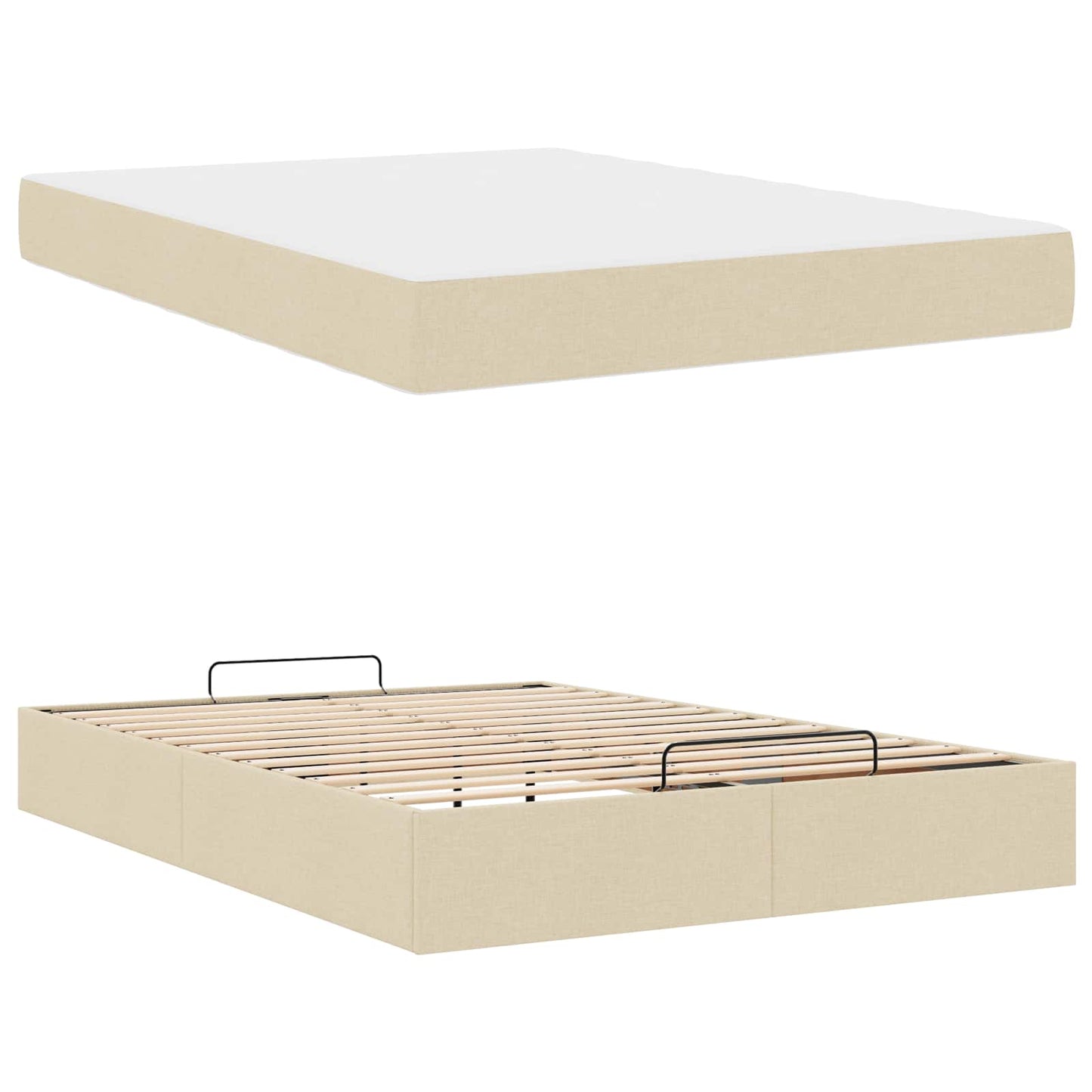 Bedframe met matras met matras 2 pcs Crème Stof