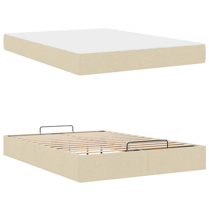 Bedframe met matras met matras 2 pcs Crème Stof