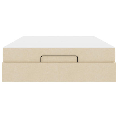 Bedframe met matras met matras 2 pcs Crème Stof
