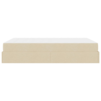 Bedframe met matras met matras 2 pcs Crème Stof