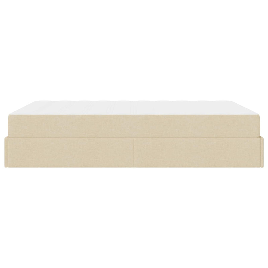 Bedframe met matras met matras 2 pcs Crème Stof