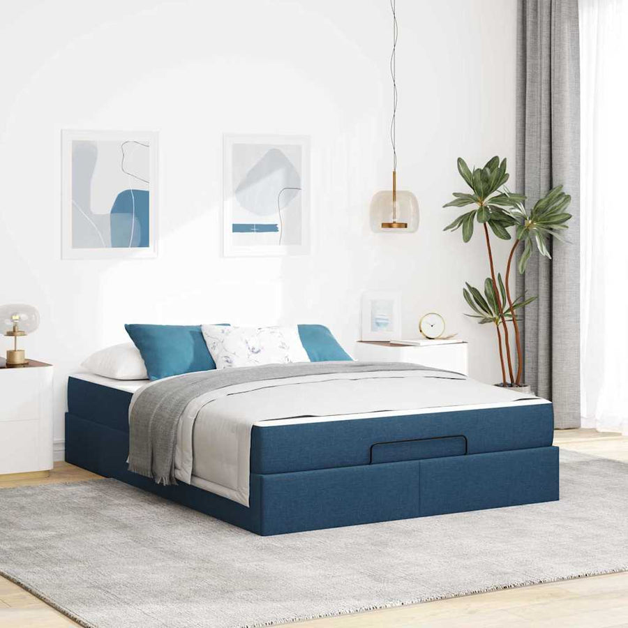 Bedframe Blauw 140 x 190 cm Stof