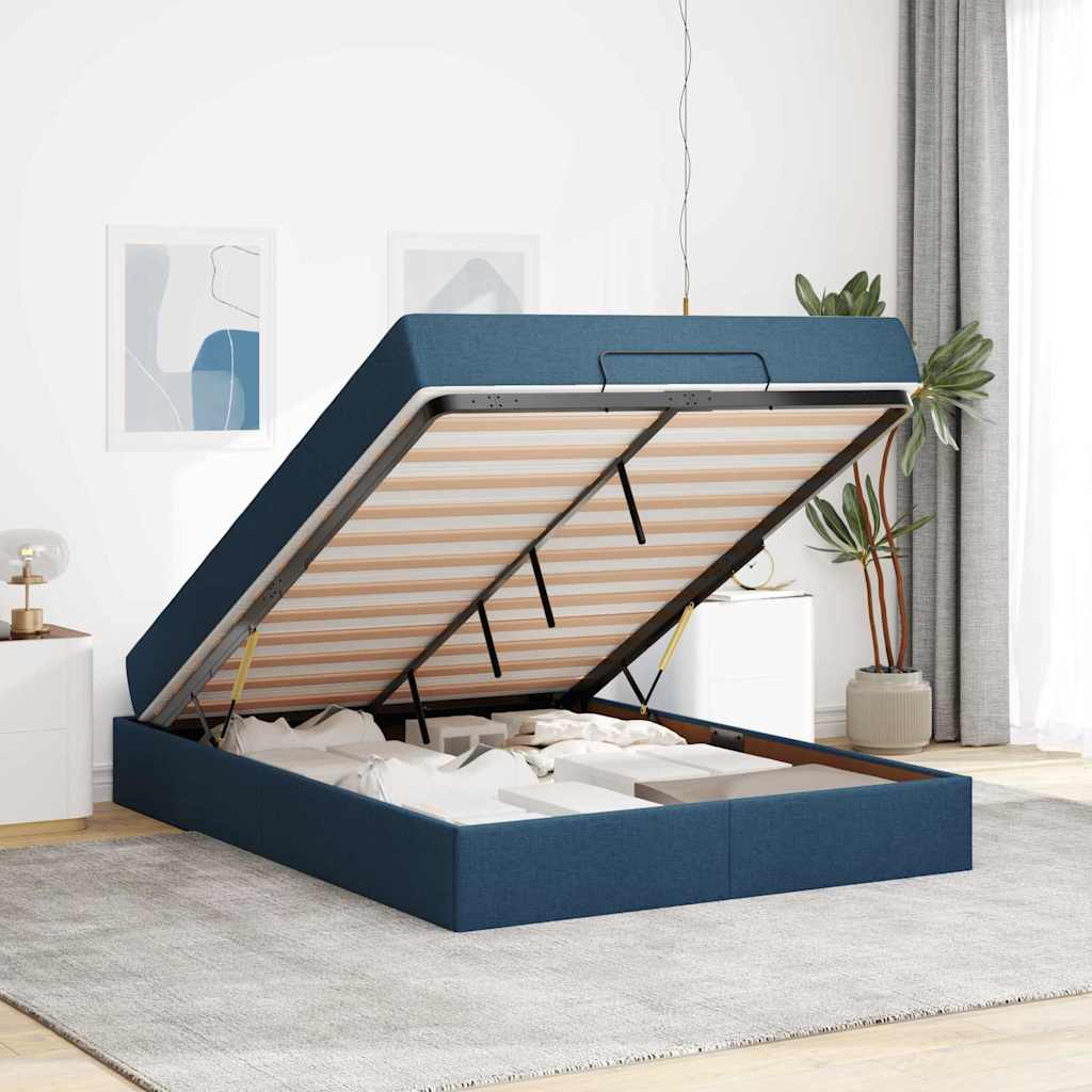 Bedframe Blauw 140 x 190 cm Stof