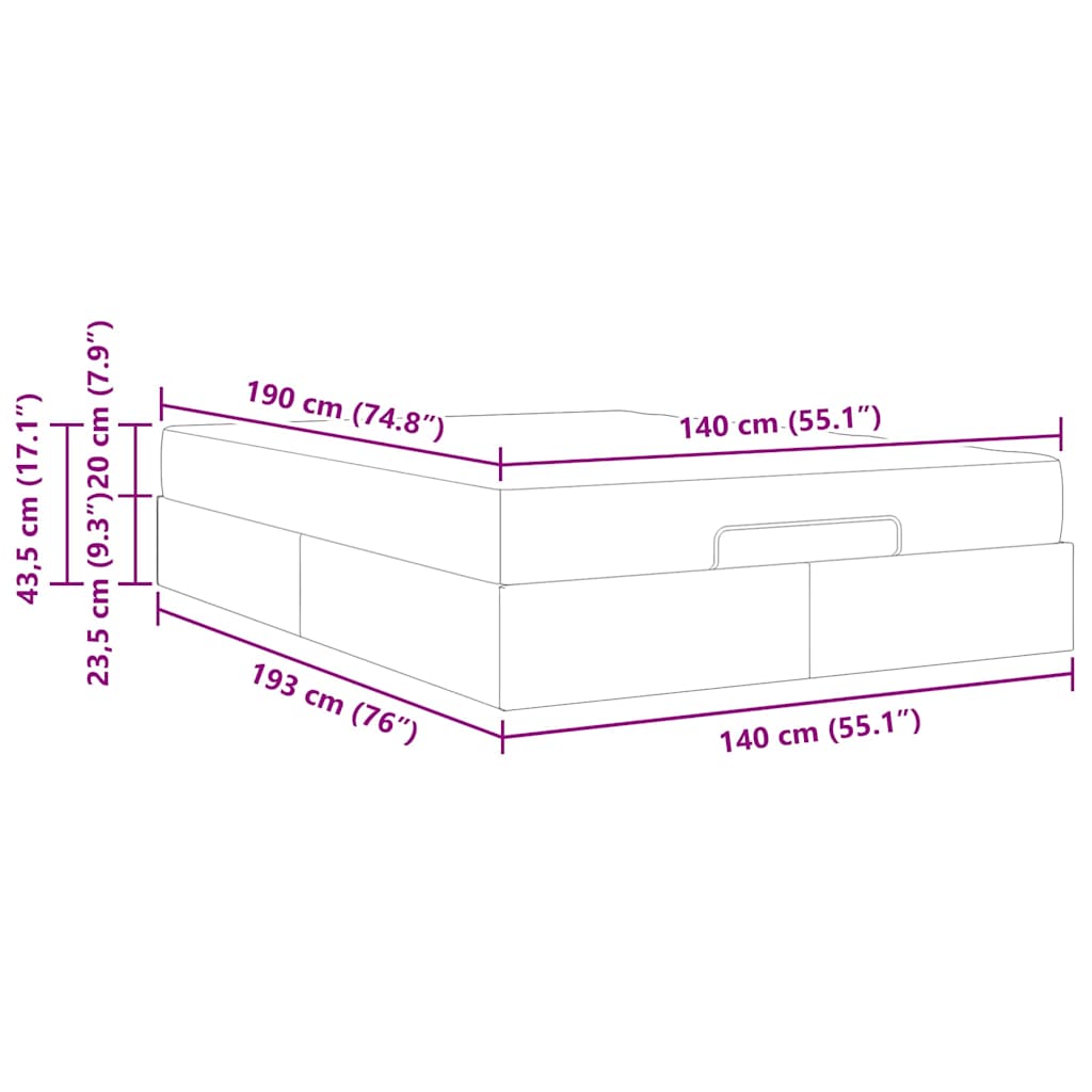 Bedframe Blauw 140 x 190 cm Stof