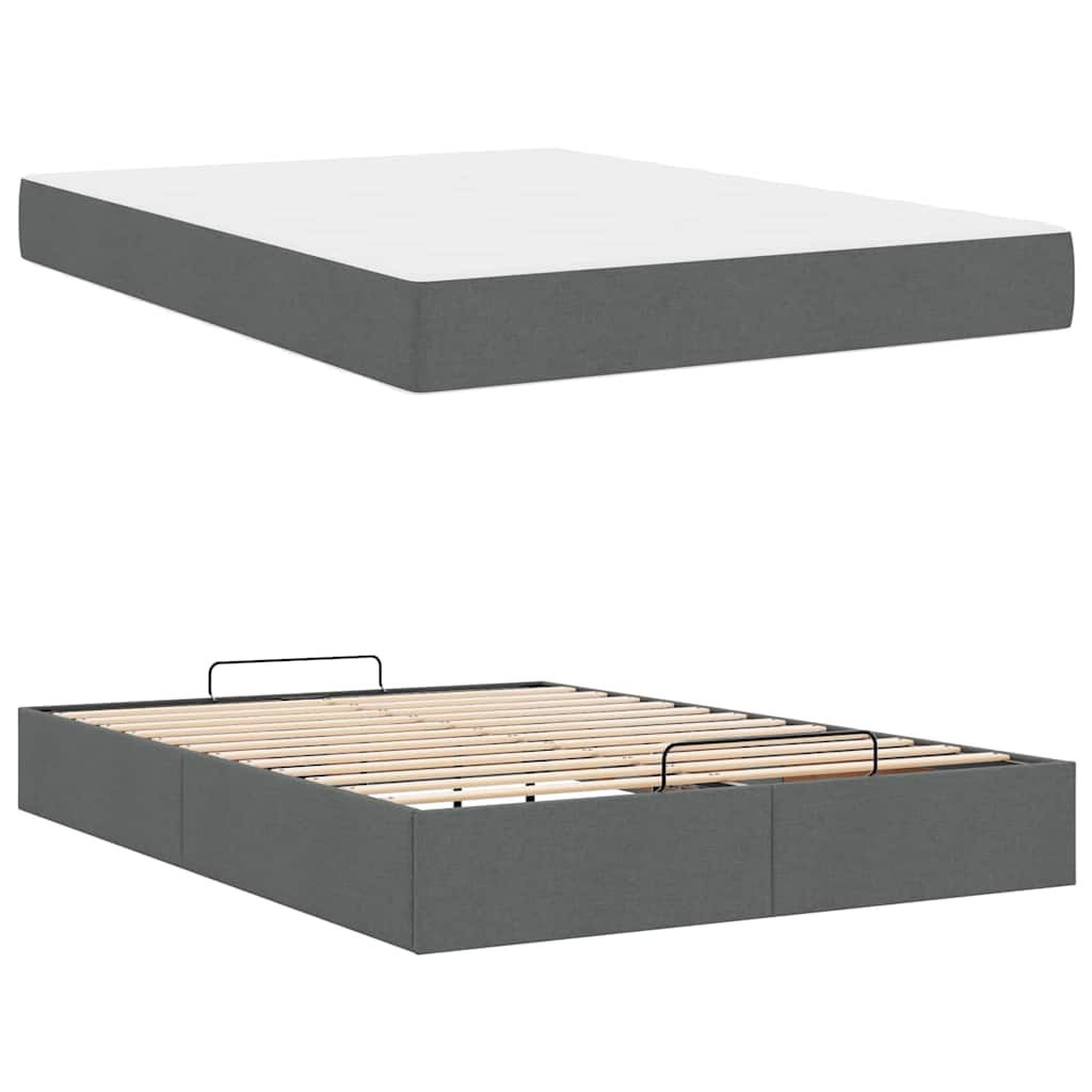 Bedframe Donkergrijs 140 x 200 cm Stof