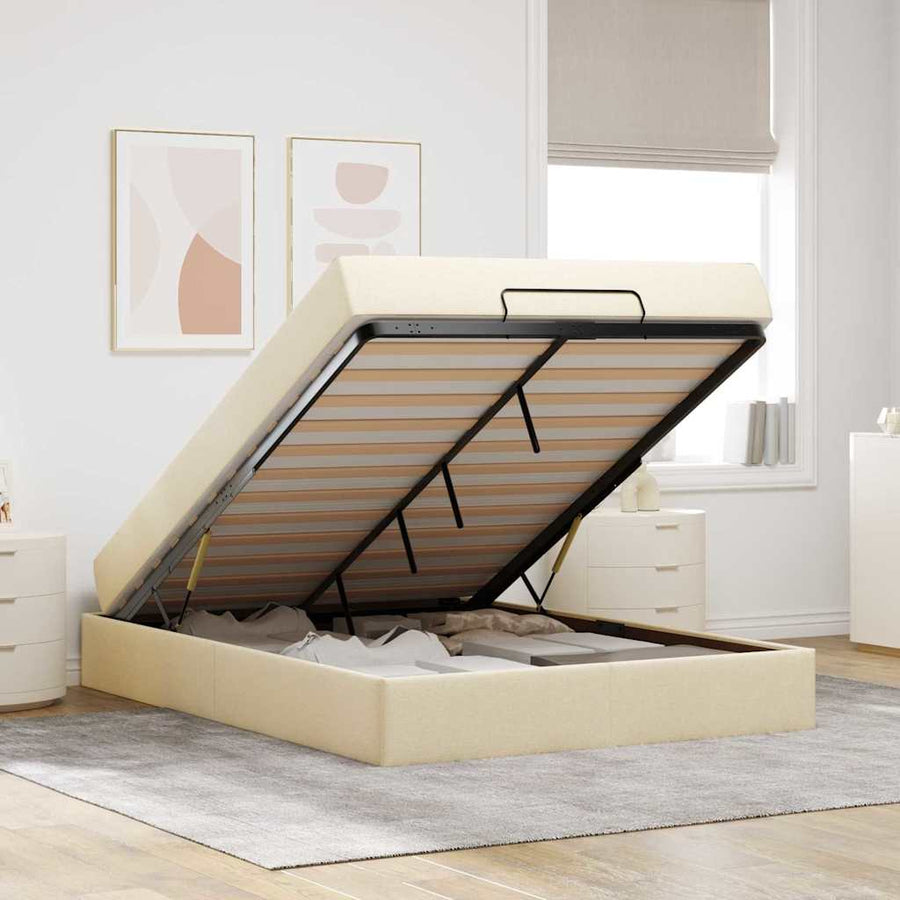 Bedframe Anders met opslag Crème 140 x 200 cm Stof