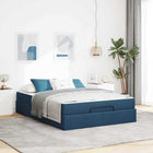 Bedframe 140x200 cm stof blauw met opbergruimte
