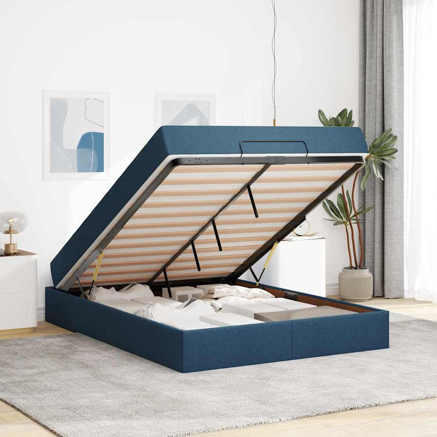 Bedframe Anders met opslag Blauw 140 x 200 cm Stof