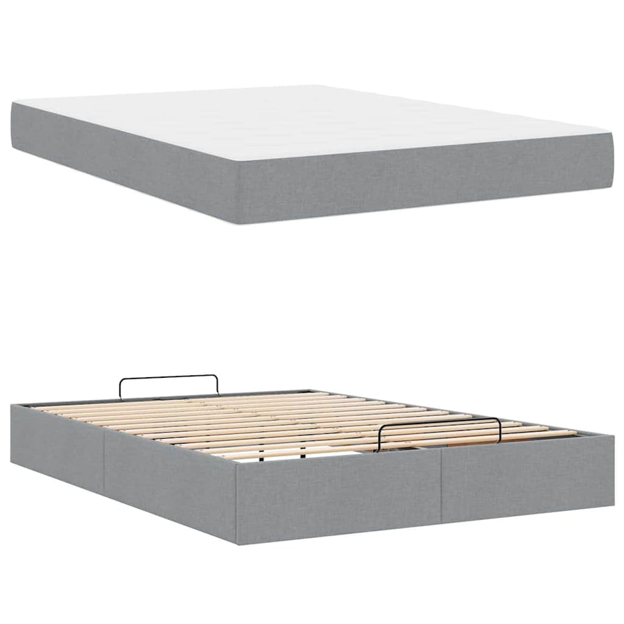 Bedframe Anders met opslag Lichtgrijs 160 x 200 cm Stof