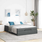 Opbergbedframe 160x200 cm donkergrijs stof