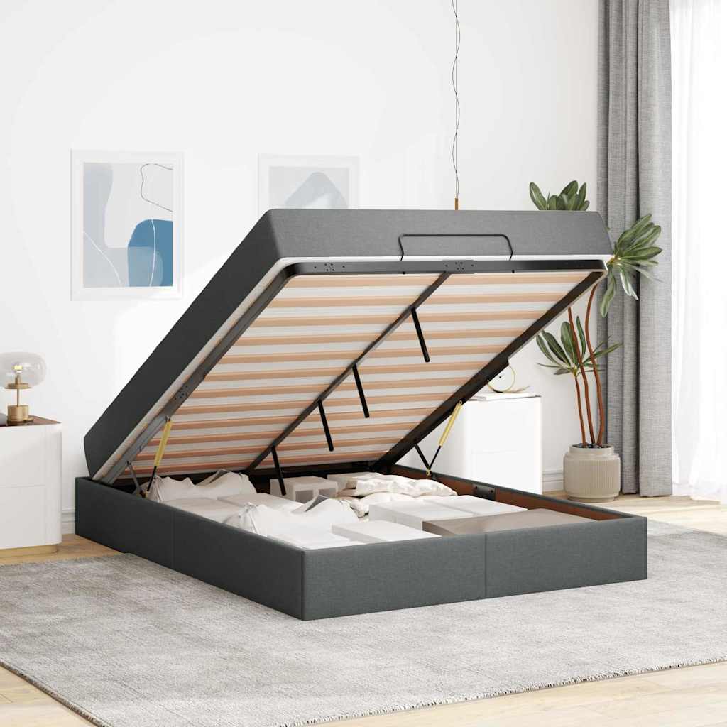 Bedframe Anders met opslag Donkergrijs 160 x 200 cm Stof
