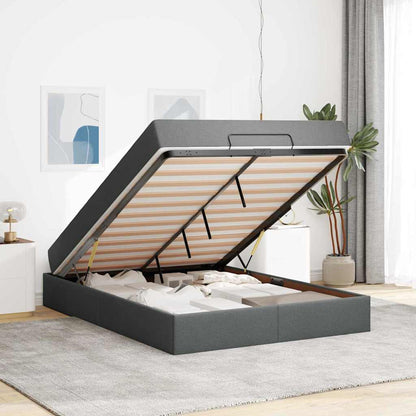 Bedframe Anders met opslag Donkergrijs 160 x 200 cm Stof
