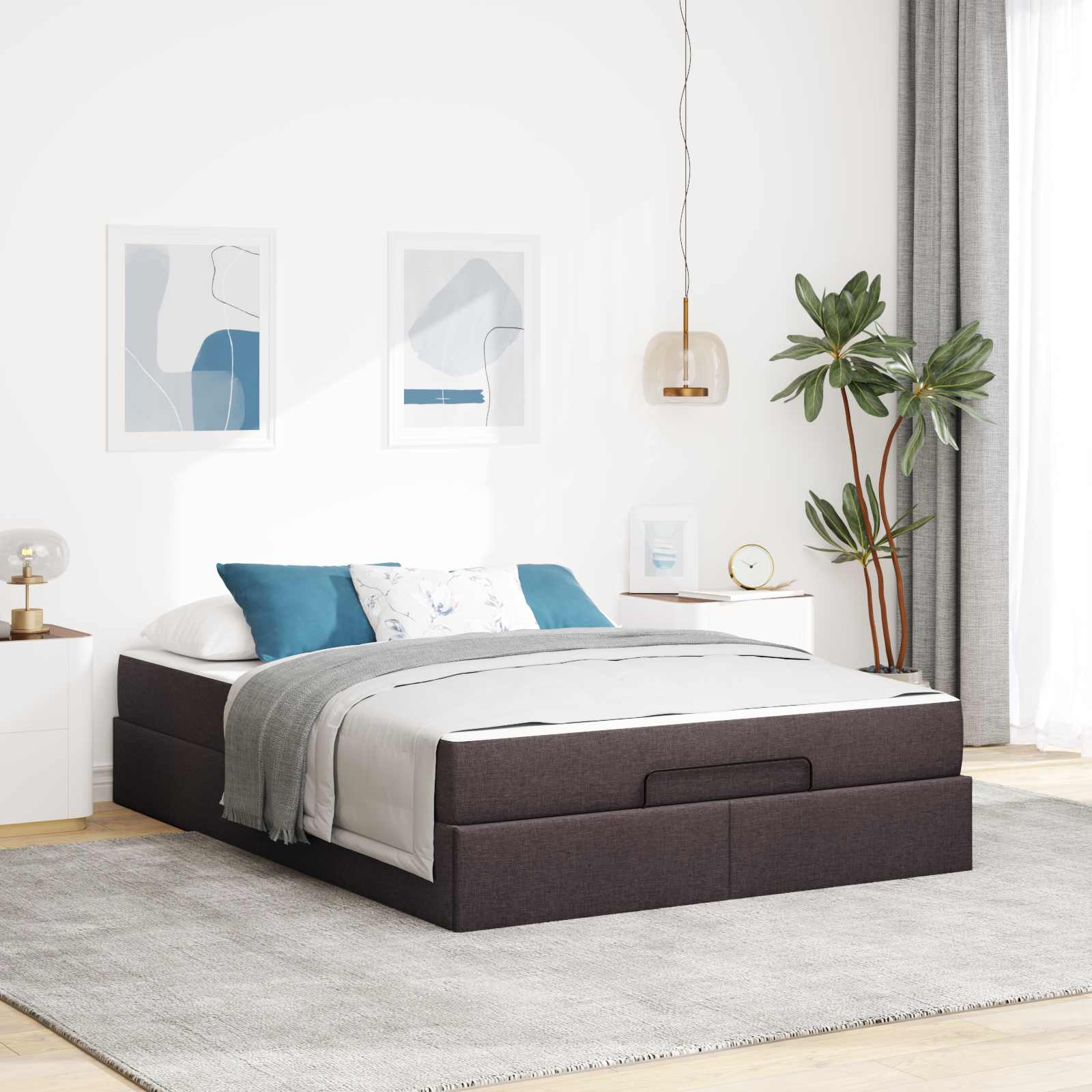 Bedframe met matras 2 pcs Tan Stof