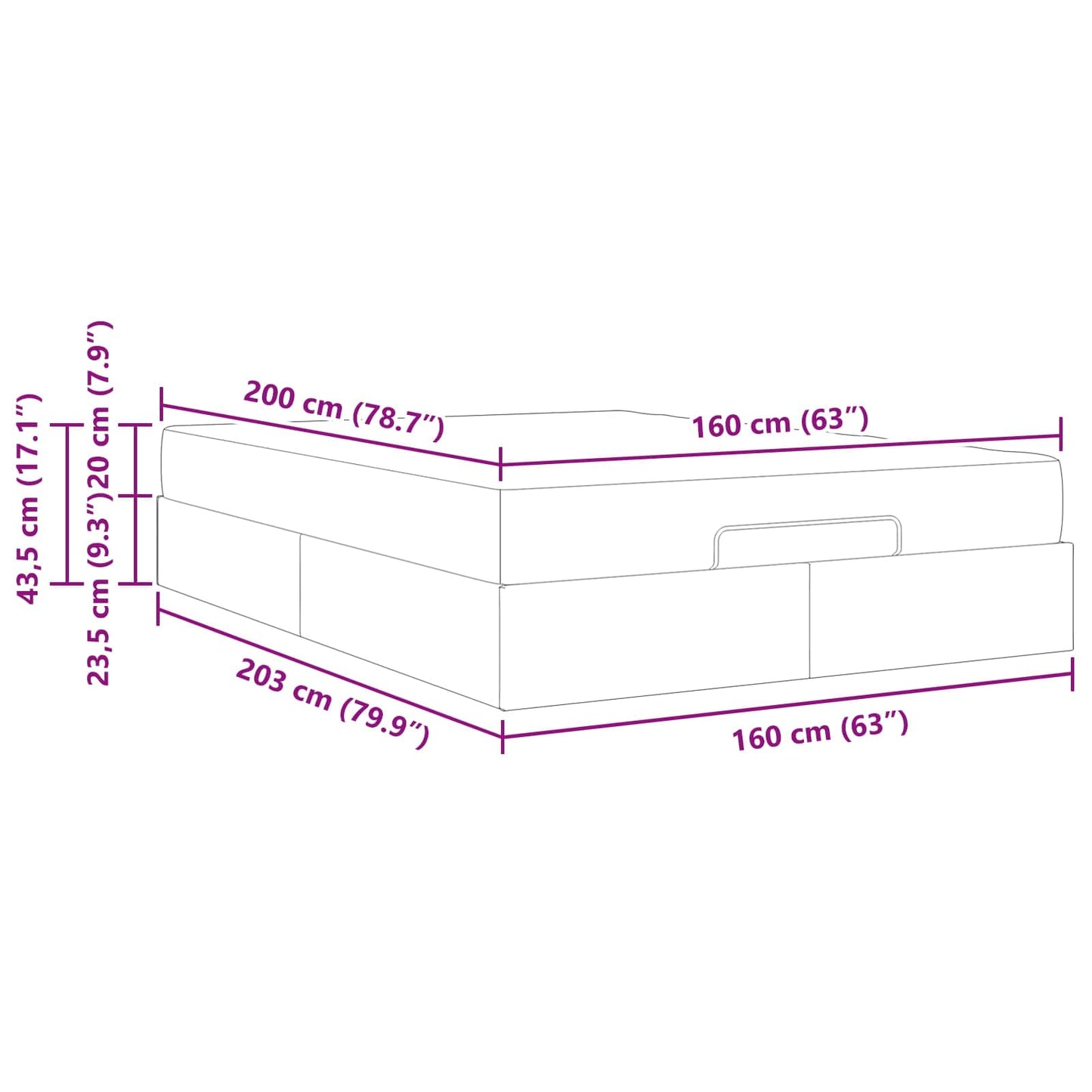 Bedframe met matras 2 pcs Tan Stof