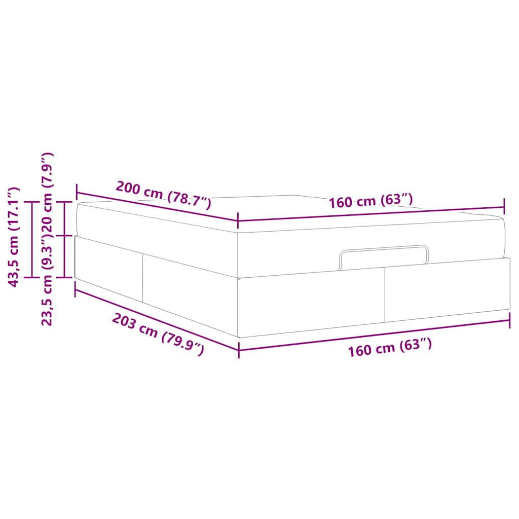 Bedframe Anders met opslag Crème 160 x 200 cm Stof
