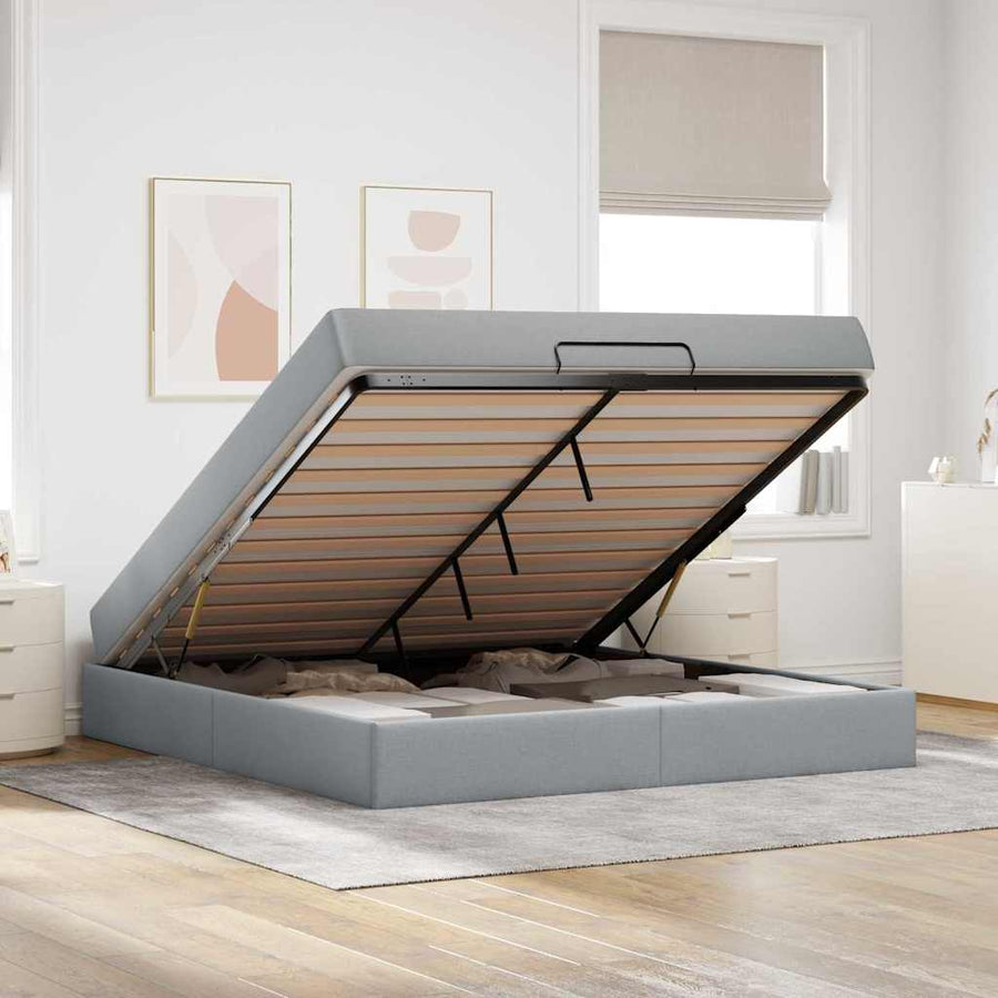 Bedframe Anders met opslag Lichtgrijs 180 x 200 cm Stof
