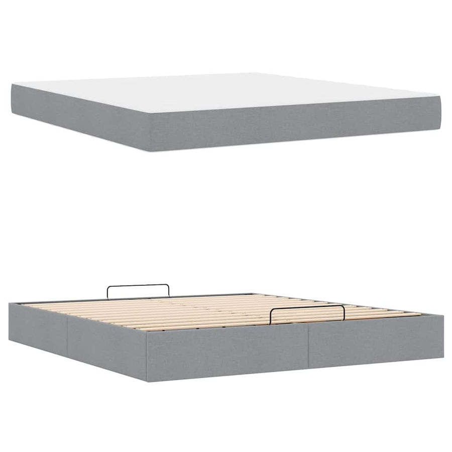 Bedframe Anders met opslag Lichtgrijs 180 x 200 cm Stof