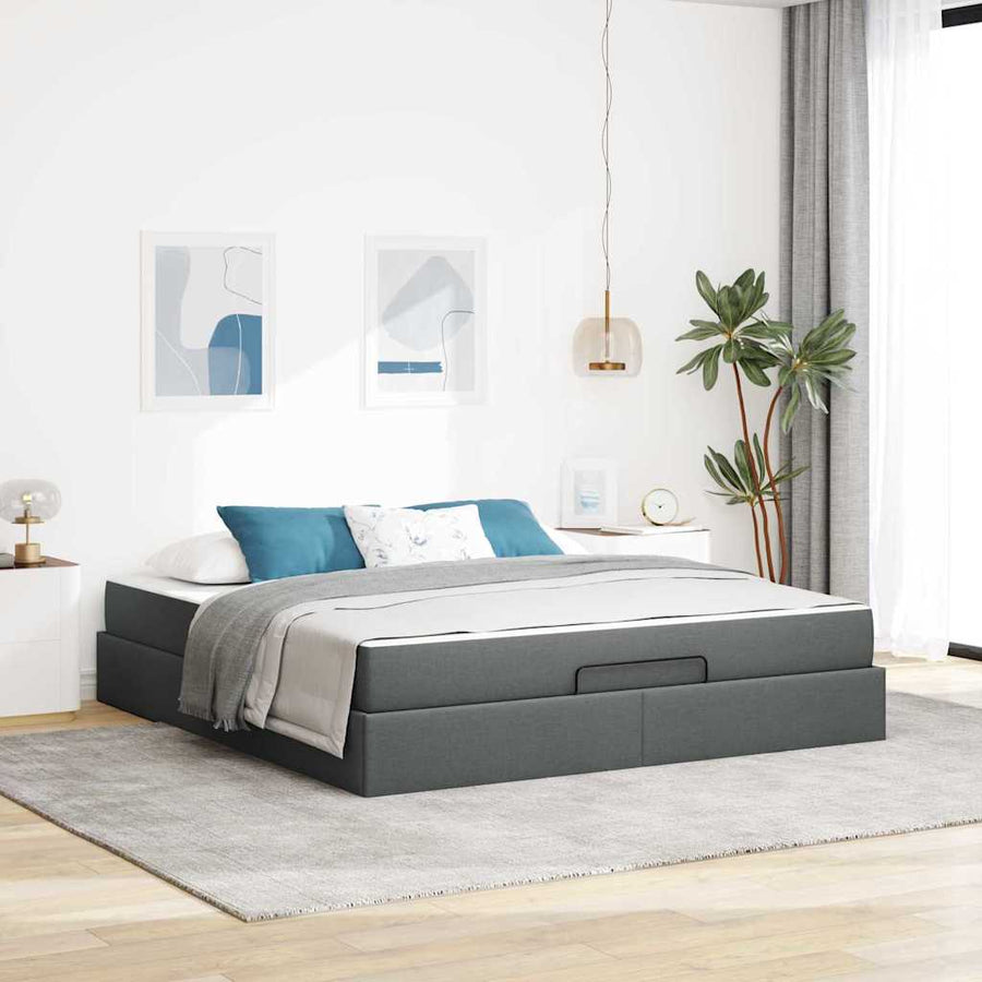 Bedframe Anders met opslag Donkergrijs 180 x 200 cm Stof